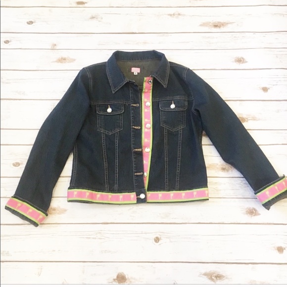 Molly B Denim Preppy Ribbon Trim Jean Jacket Size Medium - Picture 1 of 12